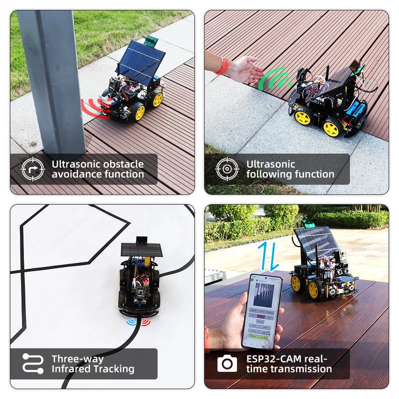 Programmable Robot Car Kit for Arduino Profesional ESP32 Cam Solar Tracking and Charging Set DIY Electronics Project Robotic Kit