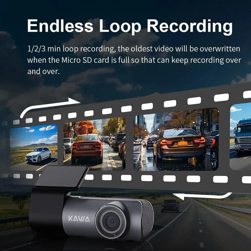 2K Dash Camera For Car DVR Dash Cam In The Car KAWA D5 Video Recorder Emergency Voice Control Night Vision WiFi APP Monitor WDR