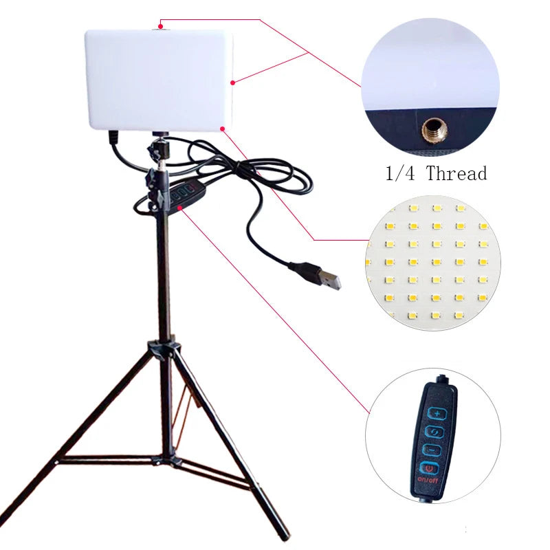 10 inch LED Video Light For Live Streaming Photo Studio Light Panel Photography Dimmable Flat-panel Fill Lamp 3300-5600K