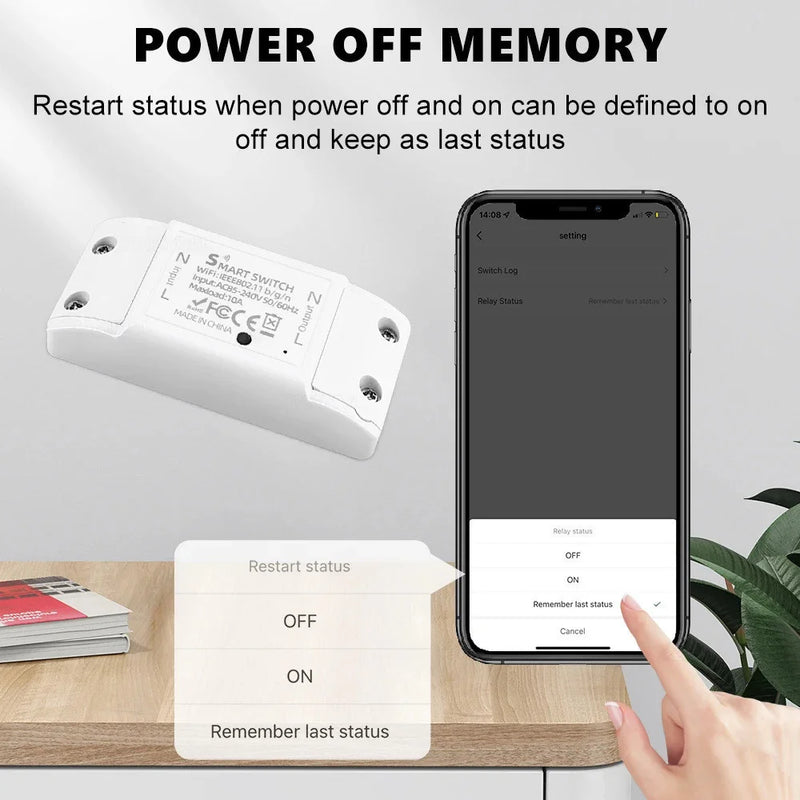 Tuya eWeLink App Interruptor Inteligente WiFi, Controlador 10A, Disjuntor Universal, Funciona com HomeKit, Alexa Google