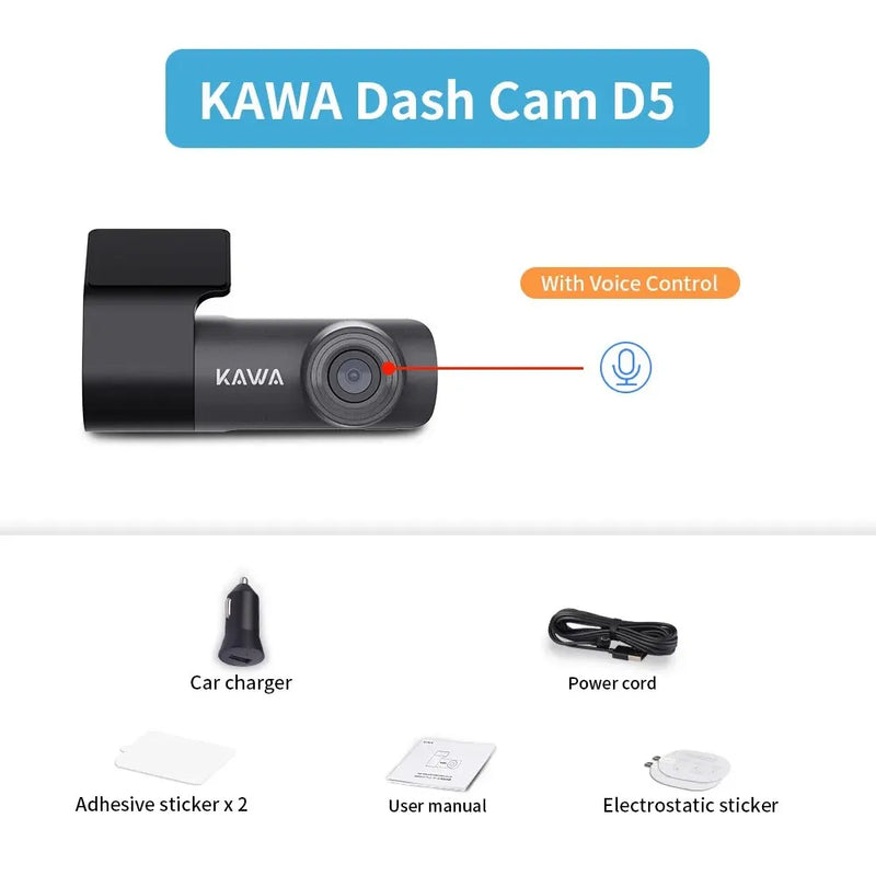 2K Dash Camera For Car DVR Dash Cam In The Car KAWA D5 Video Recorder Emergency Voice Control Night Vision WiFi APP Monitor WDR