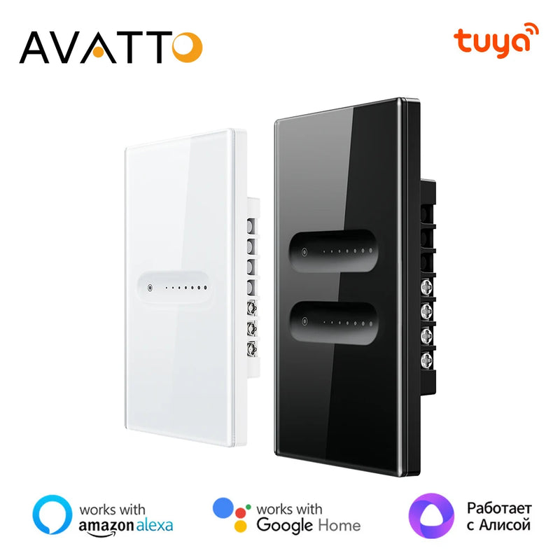 AVATTO Tuya WiFi Smart Dimmer Switch 1/2 Gang Dimmer Light Switch Touch Panel APP Remote Control For Alexa Google Home