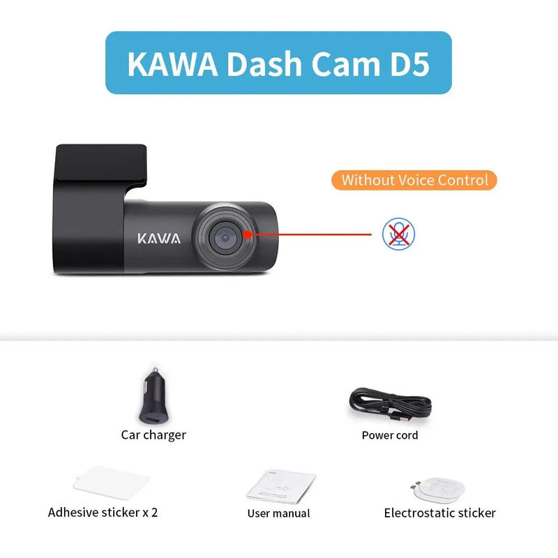 2K Dash Camera For Car DVR Dash Cam In The Car KAWA D5 Video Recorder Emergency Voice Control Night Vision WiFi APP Monitor WDR