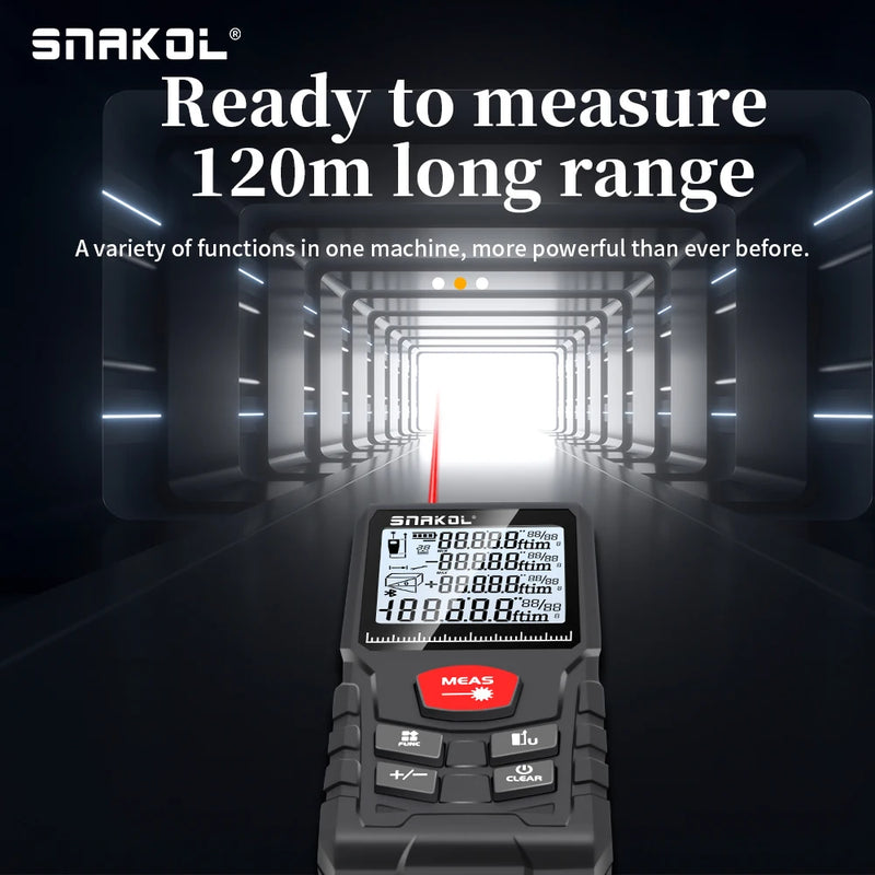 Snakol Laser Tape Measure 50M/70M/100M/120M Laser Distance Meter Rangefinder Profesional Digital Range Finder Ruler Test Tools