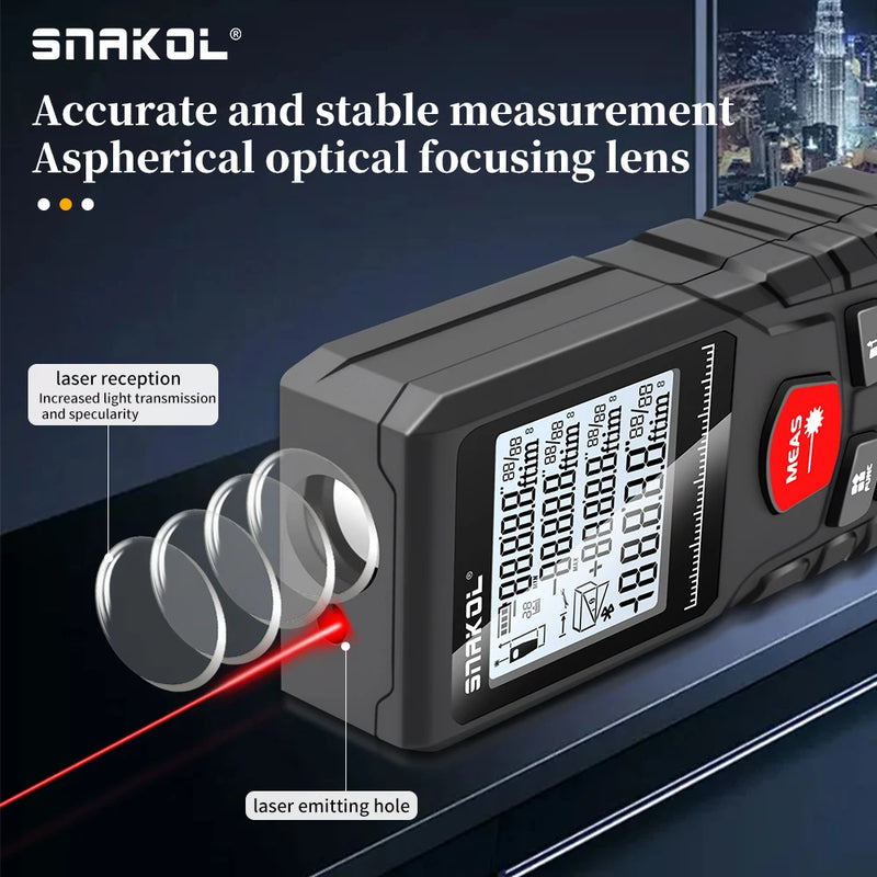 Snakol Laser Tape Measure 50M/70M/100M/120M Laser Distance Meter Rangefinder Profesional Digital Range Finder Ruler Test Tools