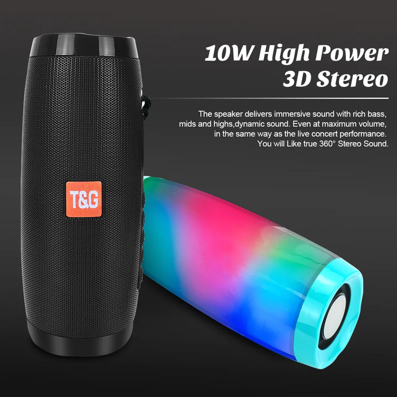 LED TG157 Portable Bluetooth Speaker Wireless Subwoofer Dual Bass Column Boombox BT AUX TF Music Play For Outdoor Camping