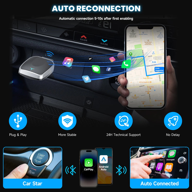 Adaptador p/ CarPlay & Android Auto Sem fio - Spedal Premium