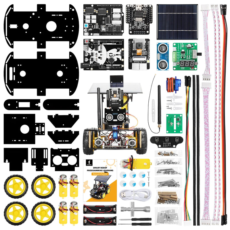 Programmable Robot Car Kit for Arduino Profesional ESP32 Cam Solar Tracking and Charging Set DIY Electronics Project Robotic Kit